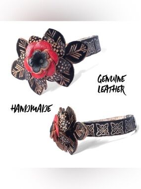 New Boutique Brand Handmade Genuine Leather Floral Bracelet